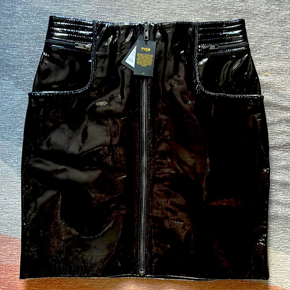 NWT MAJE Vinyl Leather Skirt